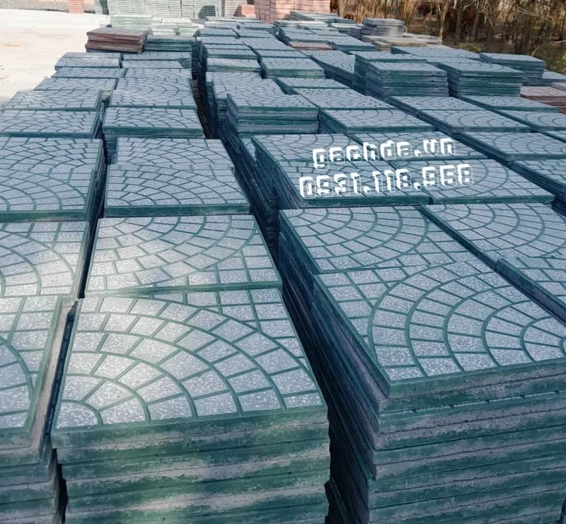 Gạch Lát Vỉa Hè 40x40 Terrazzo Cánh Quạt Xanh