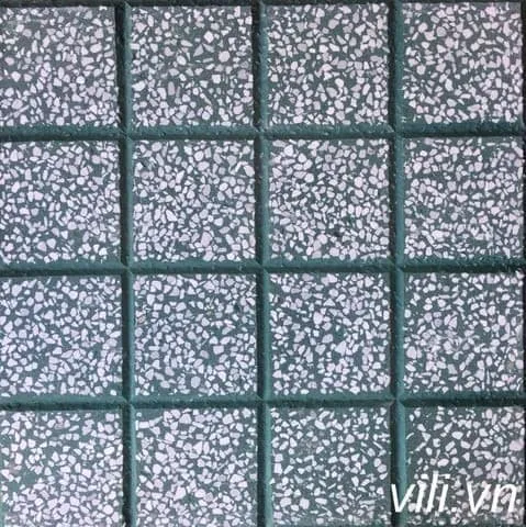 Gạch Vỉa Hè 40x40 Terrazzo 16 Ô Vuông Xanh